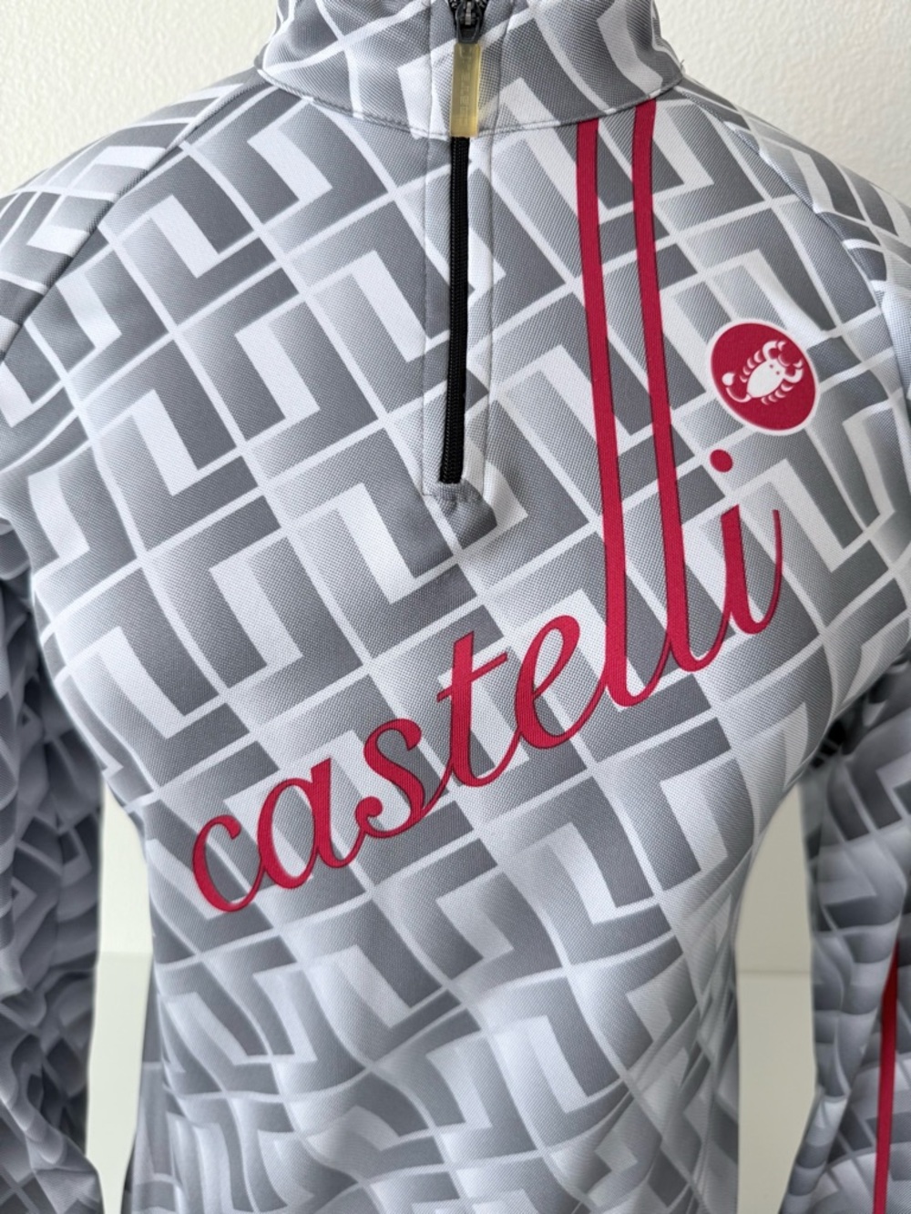 Vintage Castelli Thermal Fleece Cycling Jersey - Women’s Small - Gray Geometric - Picture 2 of 15